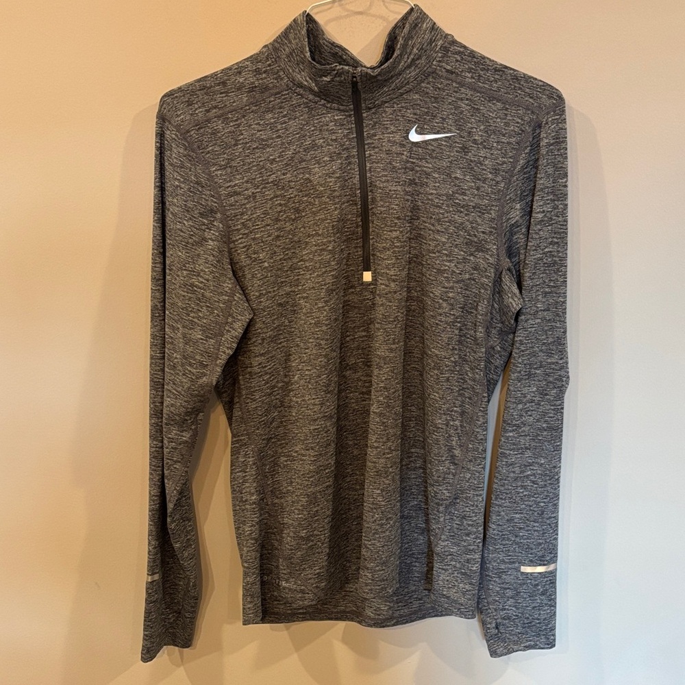 Nike Dri-FIT Lightweight Gray Zip-Up Running Shirt Adult S